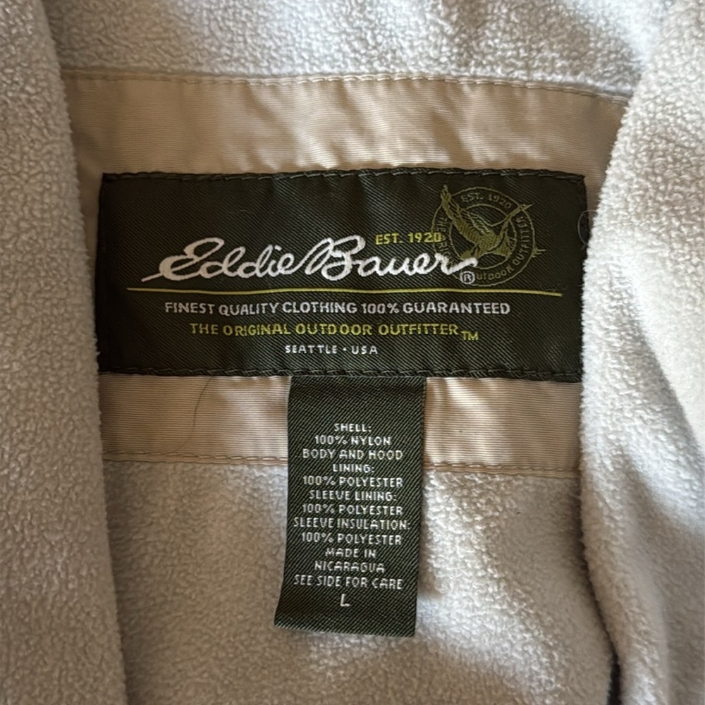Men’s Eddie Bauer zip up hoodie jacket large waterproof fleece lined outdoor - Picture 11 of 12